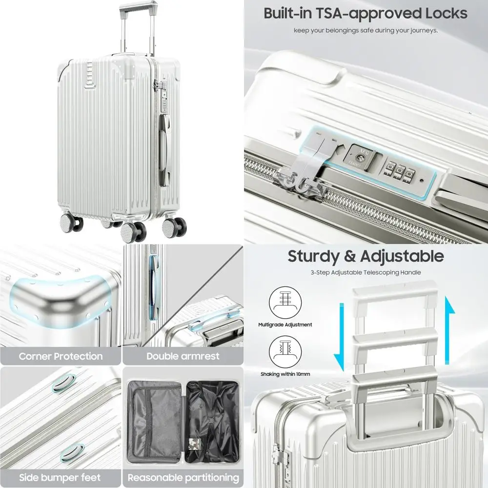 

Легкая ручная кладь, одобренная авиакомпанией, 22x14x9 с замком TSA и 8 двойными вращающимися колесами для путешествий безпроблемных путешествий