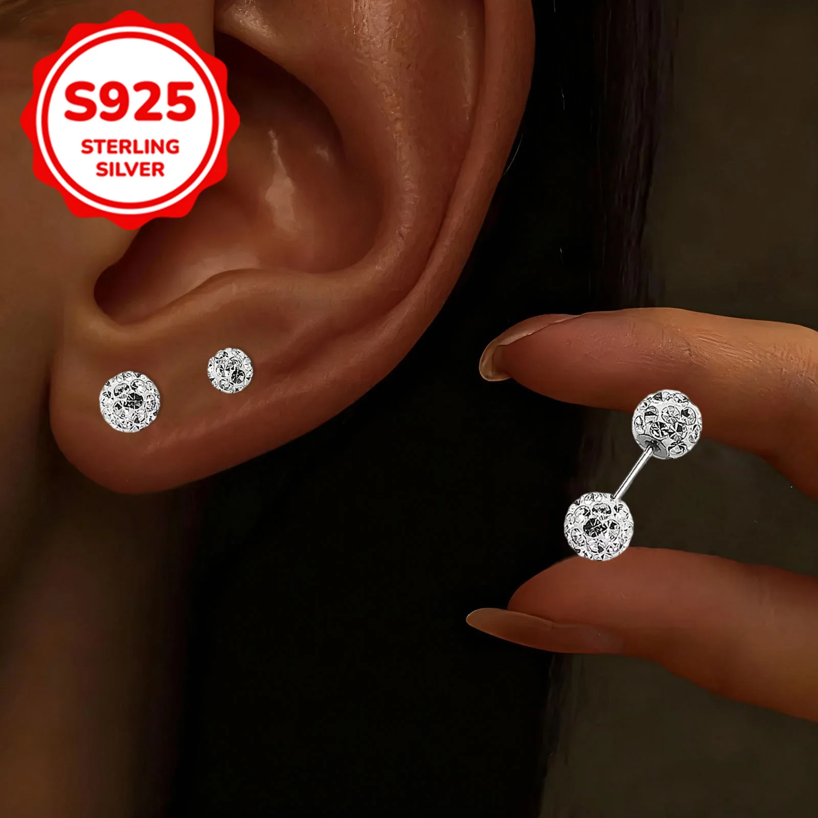 

Pair/piece, silver sparkling ball stud earrings, stylish and perfect for women. These shiny, sophisticated and cute earrings are perfect for everyday wear, stylish and hypoallergenic.