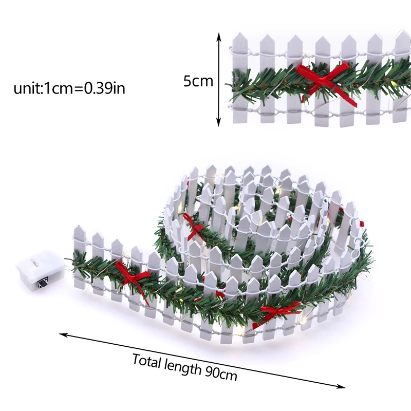 Miniatur rumah boneka peri dekorasi taman Mini pagar lampu LED Natal rotan pagar kayu perlengkapan lanskap