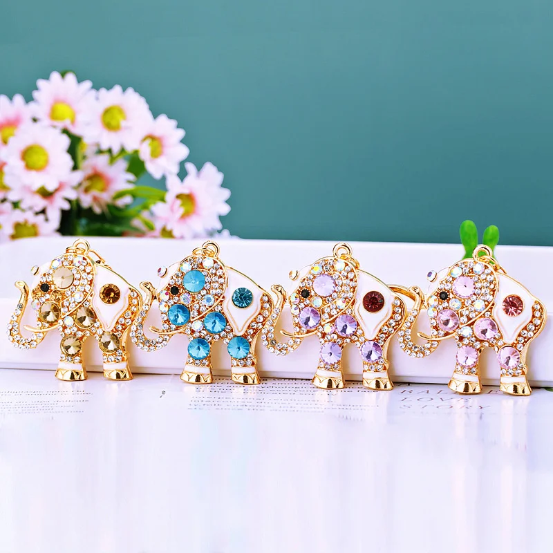 Bling Rhinestone Cute Elephant Keychain Key Ring Handbag Charm Pendant Gift Key Chain Handbag Pendant Car Ring Charm Jewelry