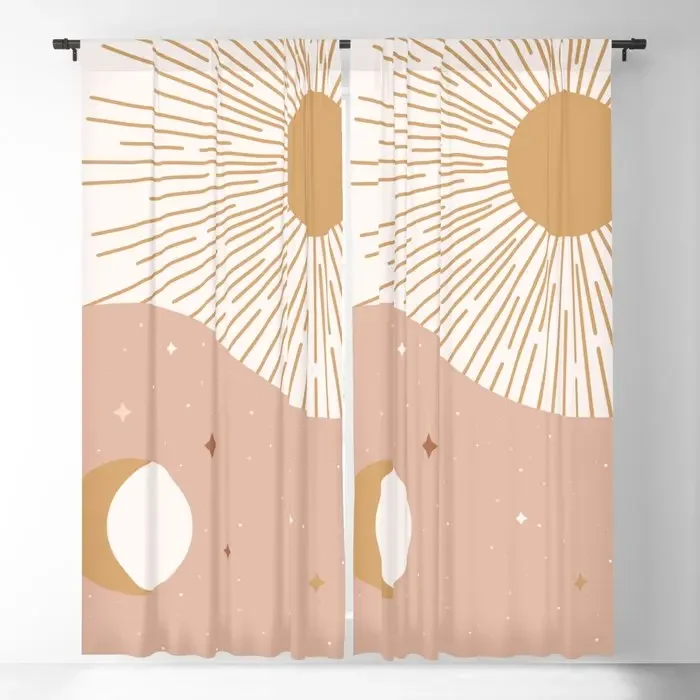 Yin Yang Blush - Sun & Moon Blackout Curtains 3D Print Window Curtains For Bedroom Living Room Decor Window Treatments