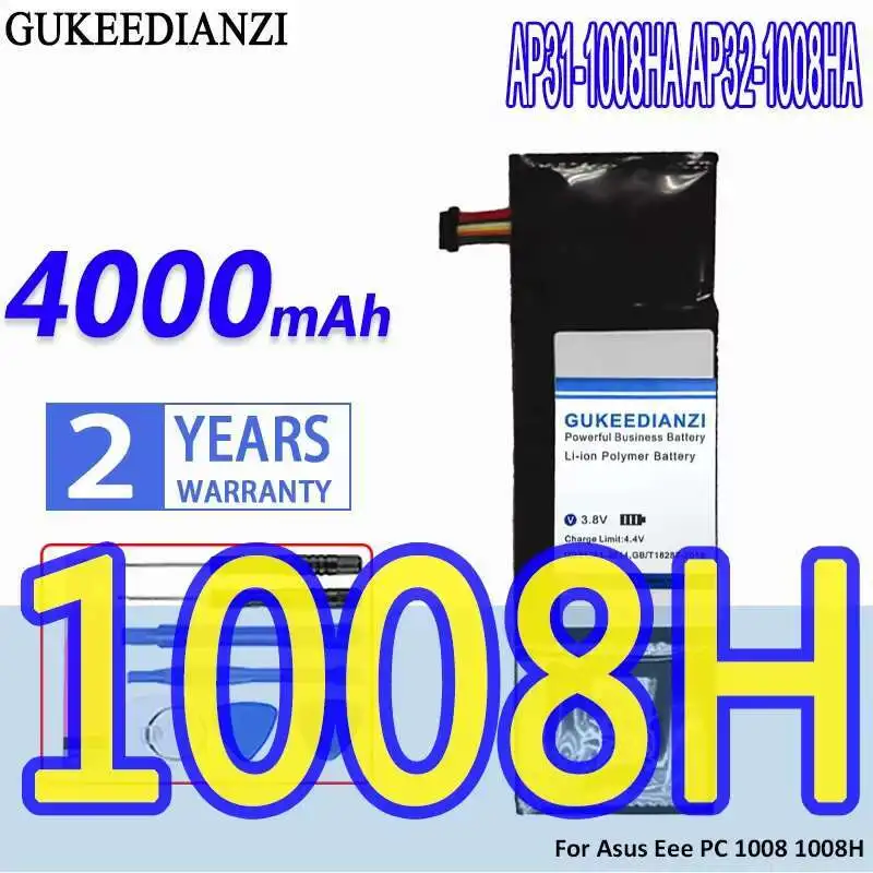 

Laptop Battery AP31-1008HA AP32-1008HA For Asus Eee PC 1008 1008H 1008HA Lightweight 4000Mah Durable