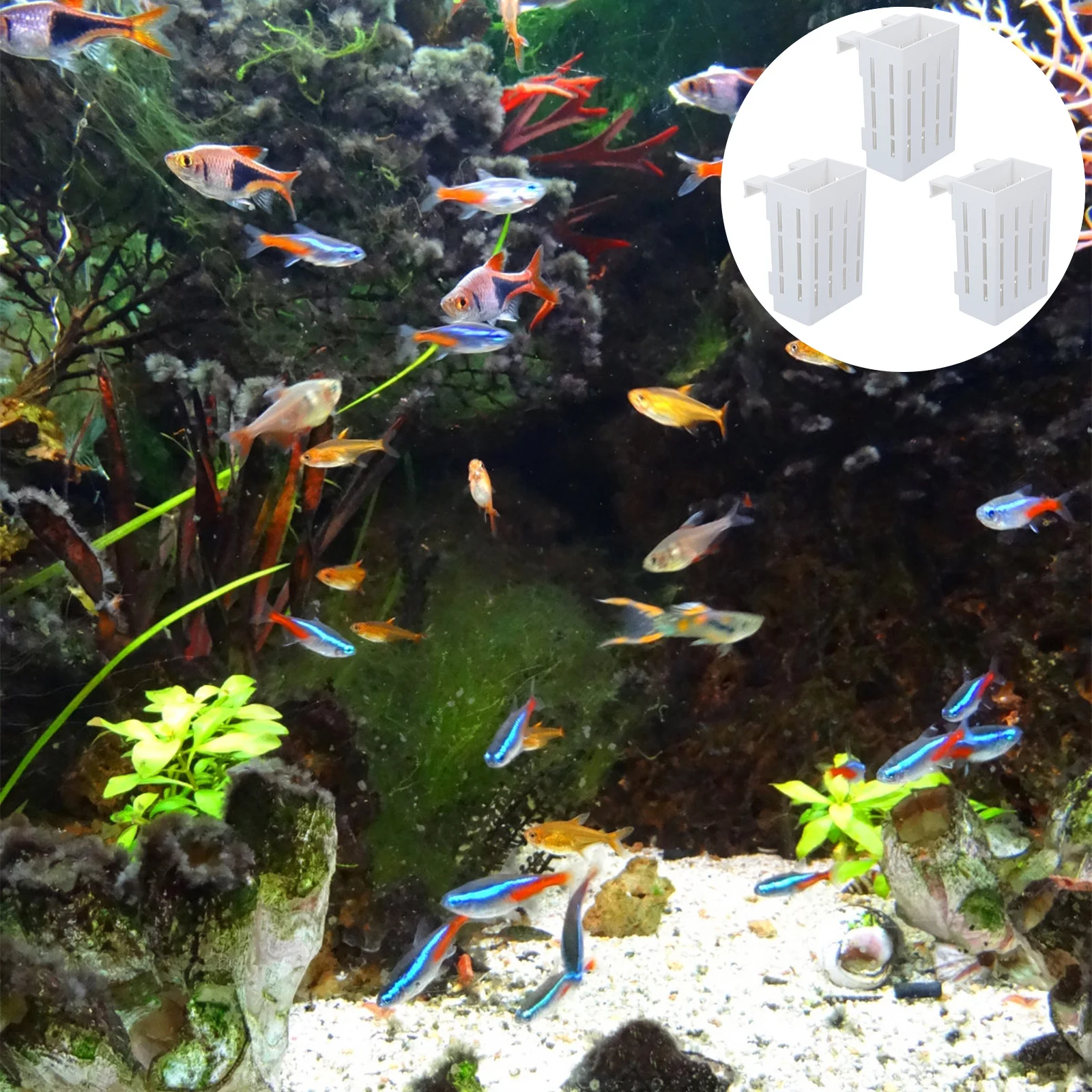 

3pcs Aquatic Plant Basket Water Grass Rack Hollow Design Aquarium Plant Holder For Fish Tank Decor Garden Balcony Hydroponic