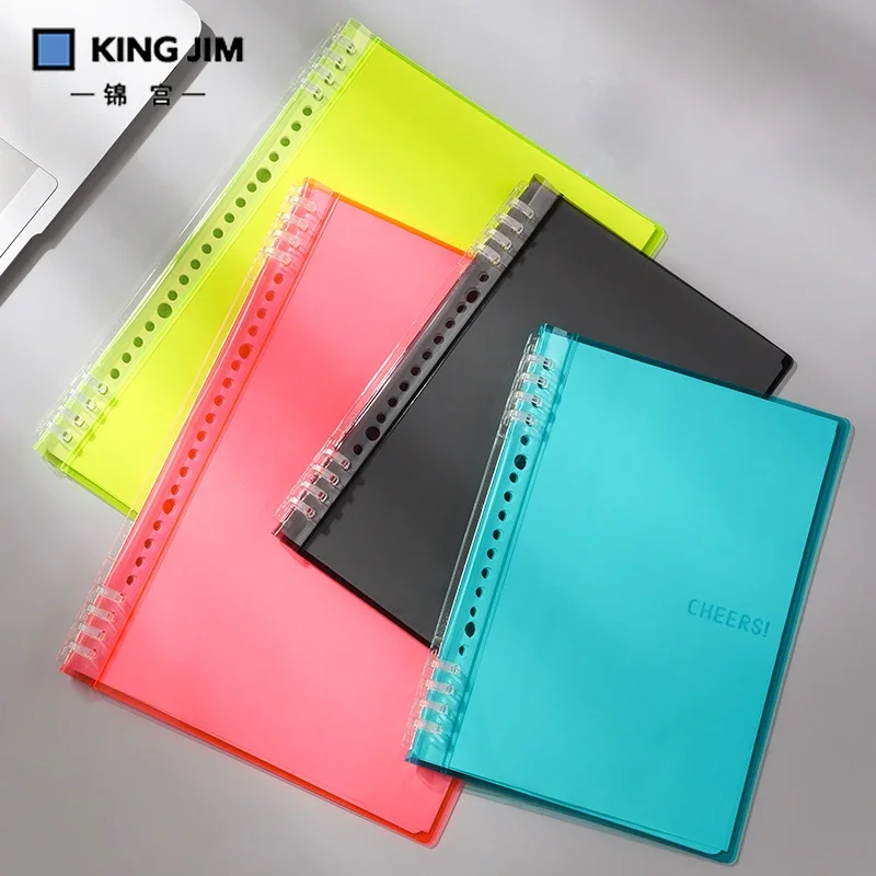 

1pc Japan KingJim CHEERS Series Loose Leaf Notebook Plastic Ring Lightweight PVC Cover B5/A5 Binder（with 10 Sheets Paper ）