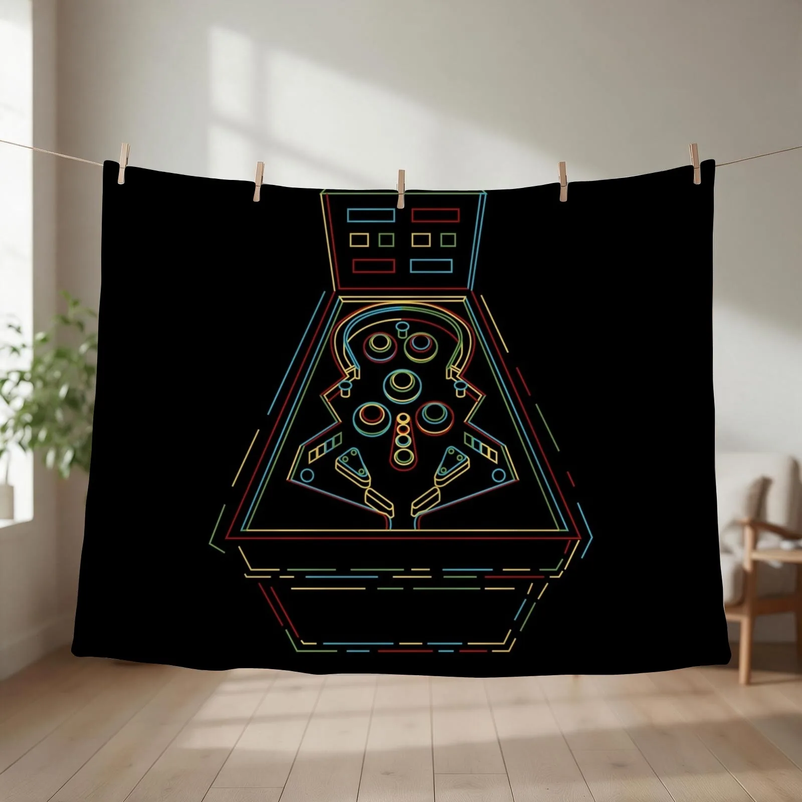 Pinball Machine Retro Pinball Pinball Machine Vintage Gamer Throw Blanket couch cozy soft plush fuzzy picnic outdoor blanket
