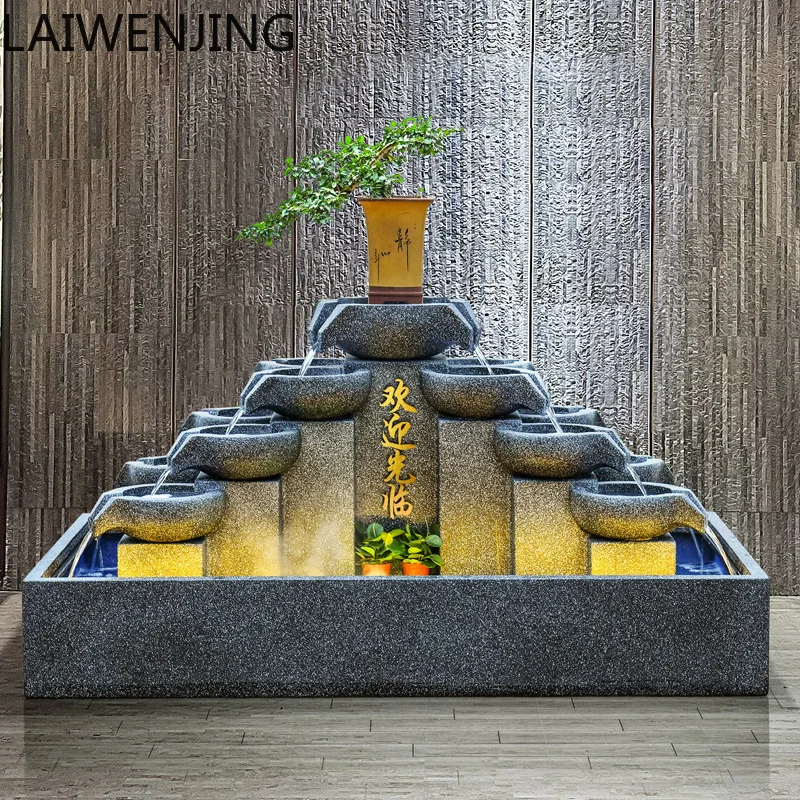 

MJY Large European Style Flowing Water Fountain Ornament Water Curtain Feng Shui Wheel Floor Ornament