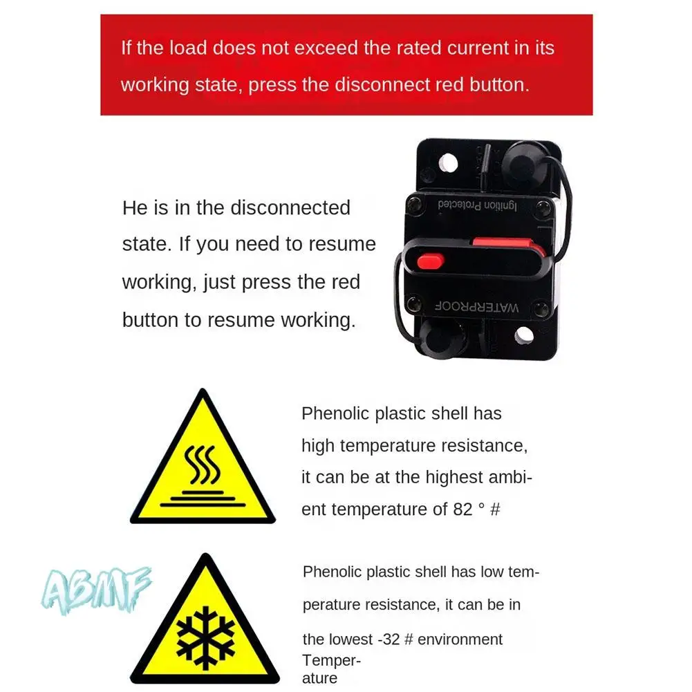 

ABMF-AMP Circuit Breaker Fuse Reset 12-24V DC Car Boat Auto Waterproof Fuse Box Fuse Car Fusibles