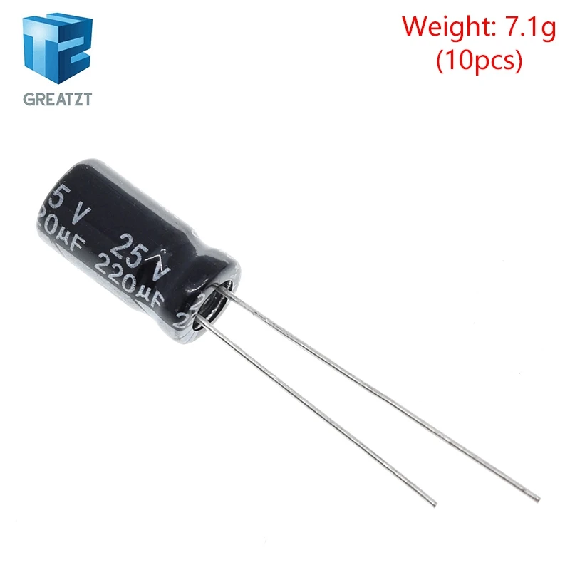 GREATZT 50/100PCS Higt quality 25V220UF 6*12mm 220UF 25V 6*12 Electrolytic capacitor