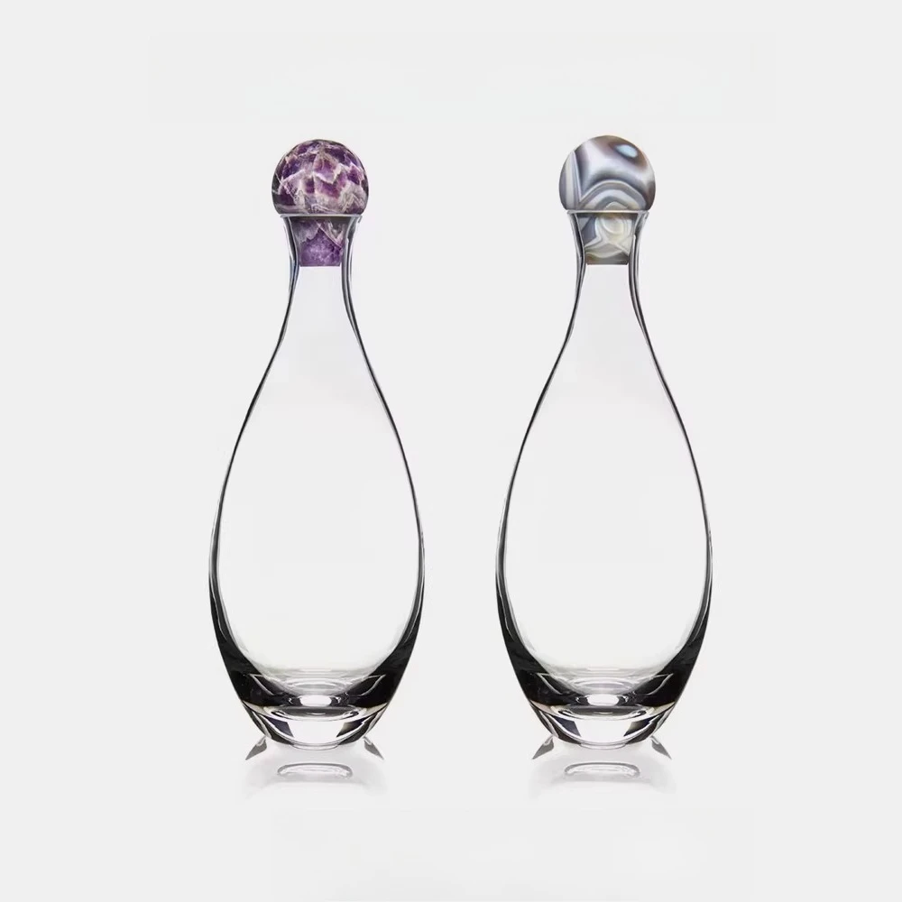 Crystal agate glass wine decanter bottle, whiskey decanter