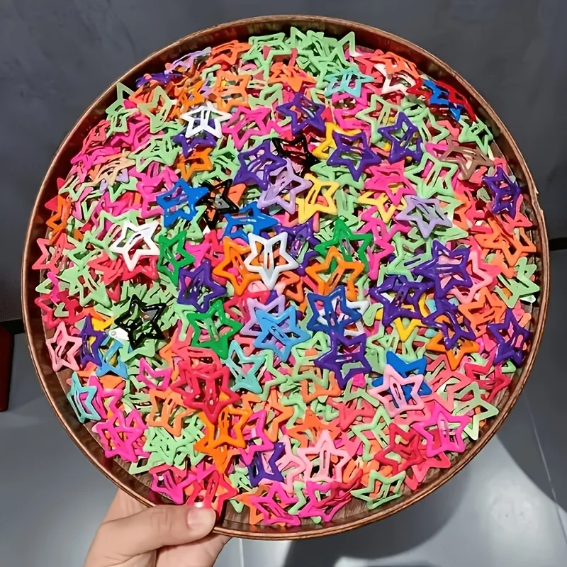 10/20 PCS Bright Mixed Color Star Hair Clips, Candy Colored Pentagram Hair Clips, Bohemian Style Headwear, Y2k Style Accessories