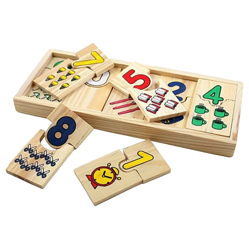 Conjunto de quebra-cabeça educacional precoce de madeira para crianças, brinquedo, jogo contando, número de matemática, jogo pré-escolar, presente infantil