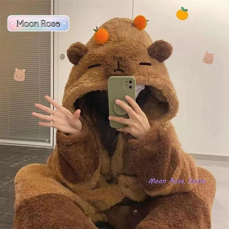 

Adult Capybara Cosplay Costume Robes Kigurumi Anime Nightgown Halloween Cartoon Pajamas Pajama Party Costume