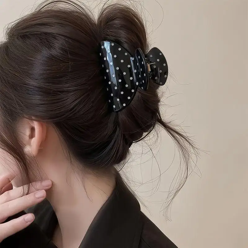【CPI】France Style Women Wave Dot Design Hair Claw Barrettes Girl Fashion Hair Clip Sweet Hair Accessories Headwear