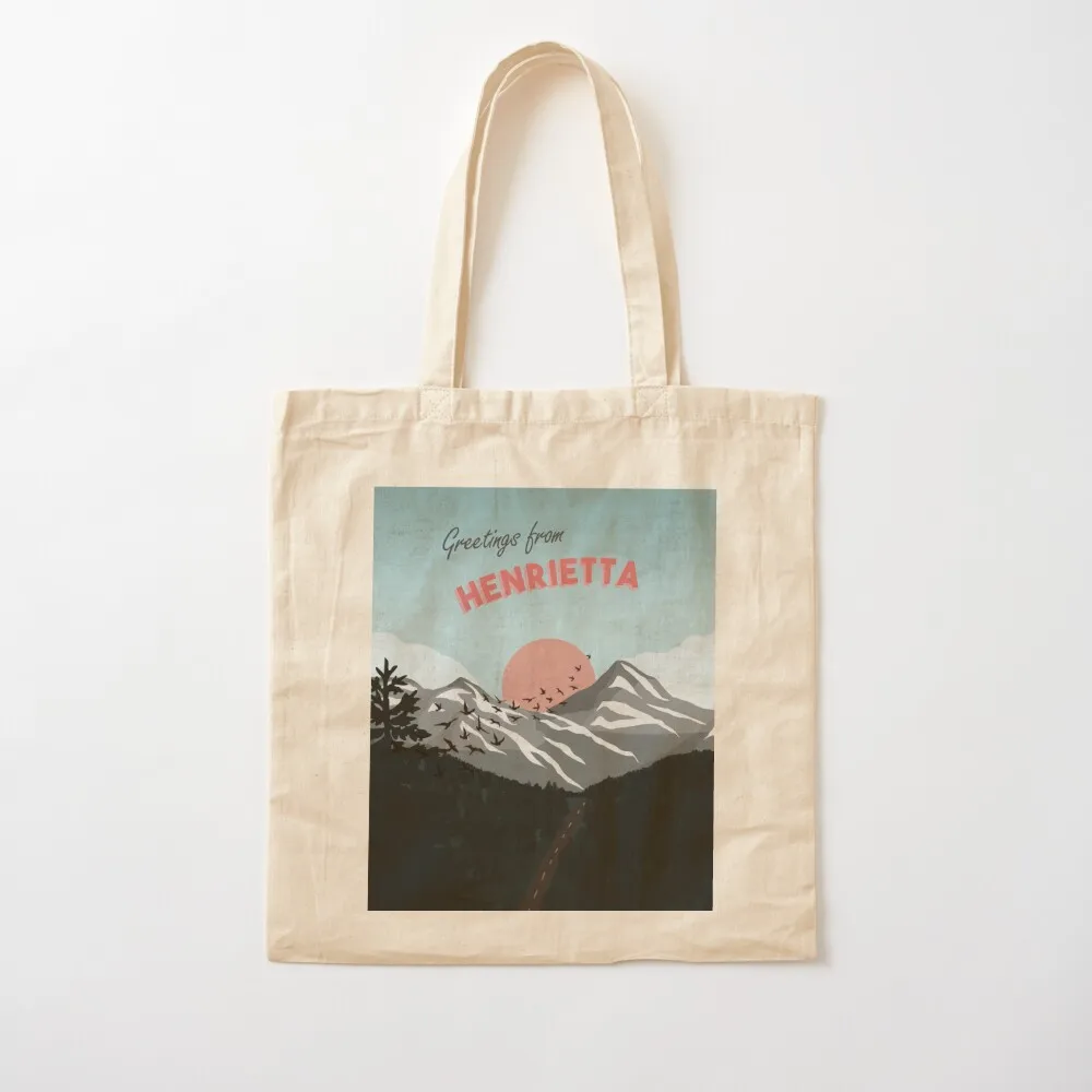 

Greetings from Henrietta Postcard Art Tote Bag large tote bag shopping bags foldable
