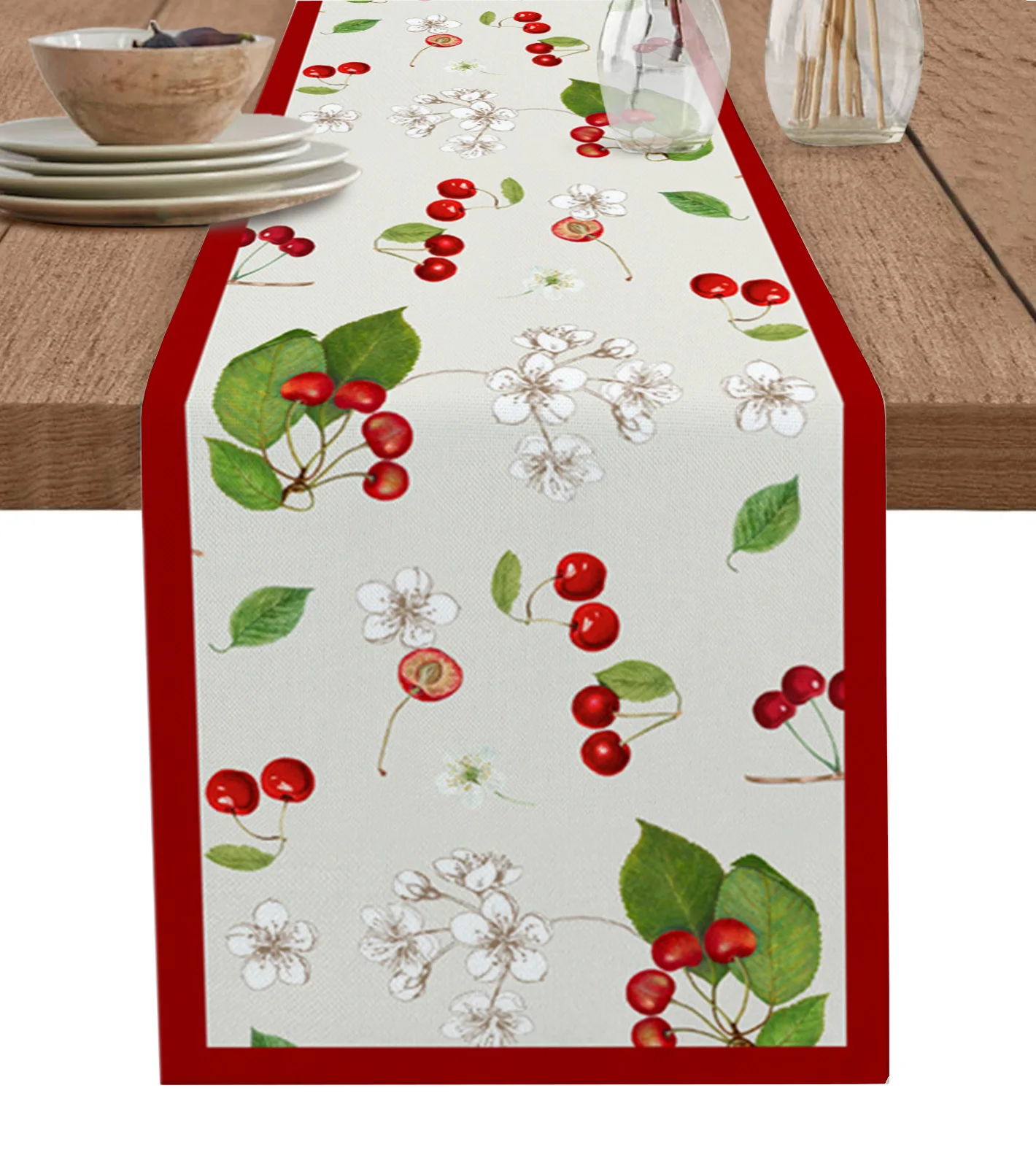 

Cherry Texture Retro Fruit Table Runner Decoration Home Decor Dinner Table Decoration Table Decor