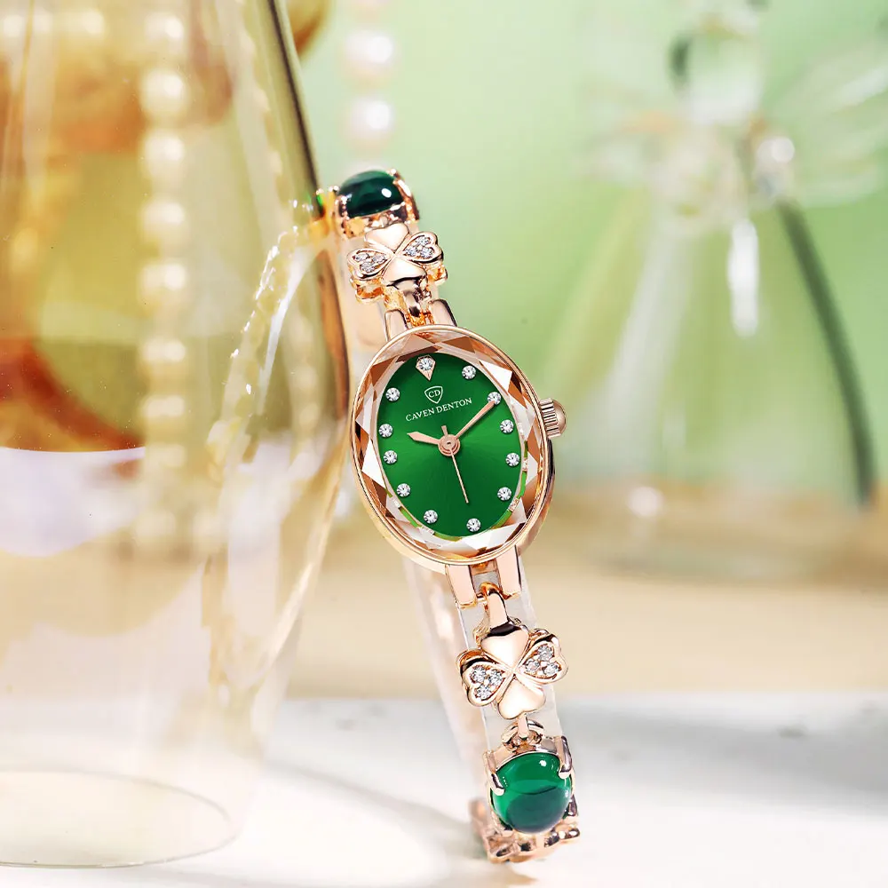 

CAVEN DENTON модные женские часы изумрудное украшение часы-браслет наручные часы для женщин кварцевые женские часы подарок