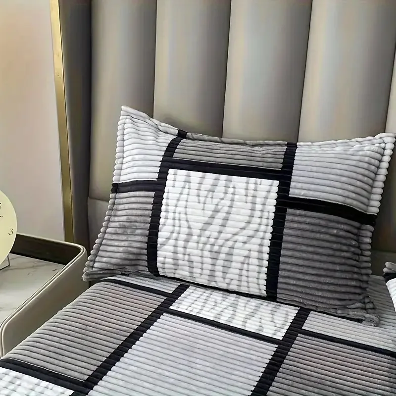 2 szt./komplet Flanelowe poszewki na poduszki 100% poliester Miękkie, ciepłe, luksusowe pościel na wszystkie pory roku Nowoczesne, proste akcesoria do sypialni