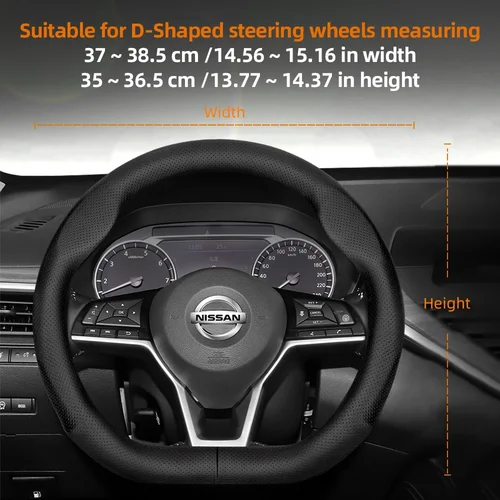 Imagen 2 del producto Para Nissan cubierta de volante en forma de D ultrafina de cuero de microfibra Sylphy Sentra Altima Teana Qashqai Xtrail Kicks Rogue