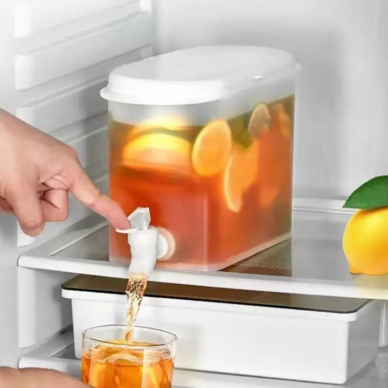 

3.5L Water Kettle With Faucet Beverage Dispenser Cold Juice Lemonade Drinks Bucket Liquid Storage Tank Outdoor Fridge Organizers