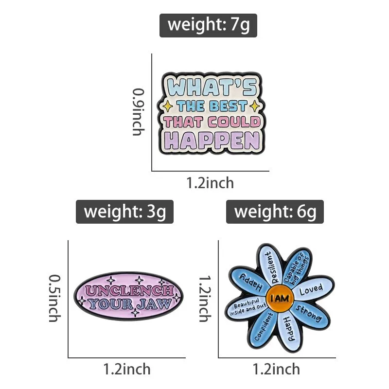 Self Love Enamel Pin Set Daisy Inspirational Quote Brooch For Backpack Purse Hat Mental Health Awareness Jewelry Gift For Family