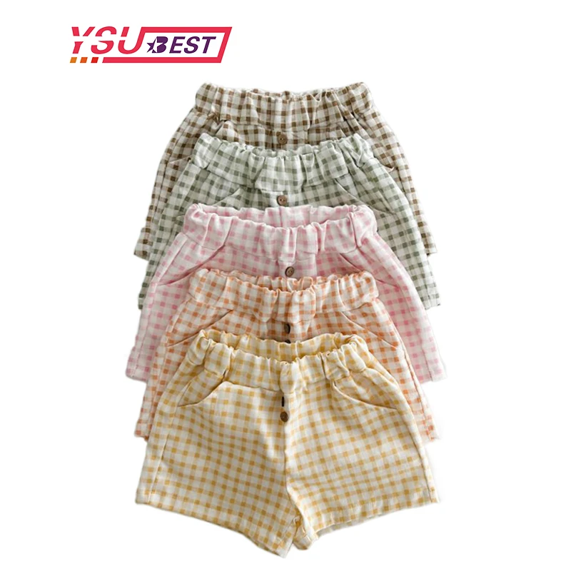 

2023 Korean Style Toddler Children's Pants Summer New Shorts Baby Boys Girls Checkered Casual Loose Breathable Children's Shorts