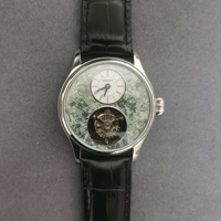 MERKUR Men Watch Real Tourbillon 42mm Manual Winding Mechanical Wristwatch Sapphire Mirror Leather Strap