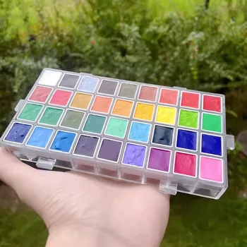 ชุดสีสำหรับงานศิลปะแบบพกพา24/36ช่องกล่องใส่รูปวาดสีน้ำแบบปิดผนึกเพื่อเพิ่มความชุ่มชื้นแบบมืออาชีพ
