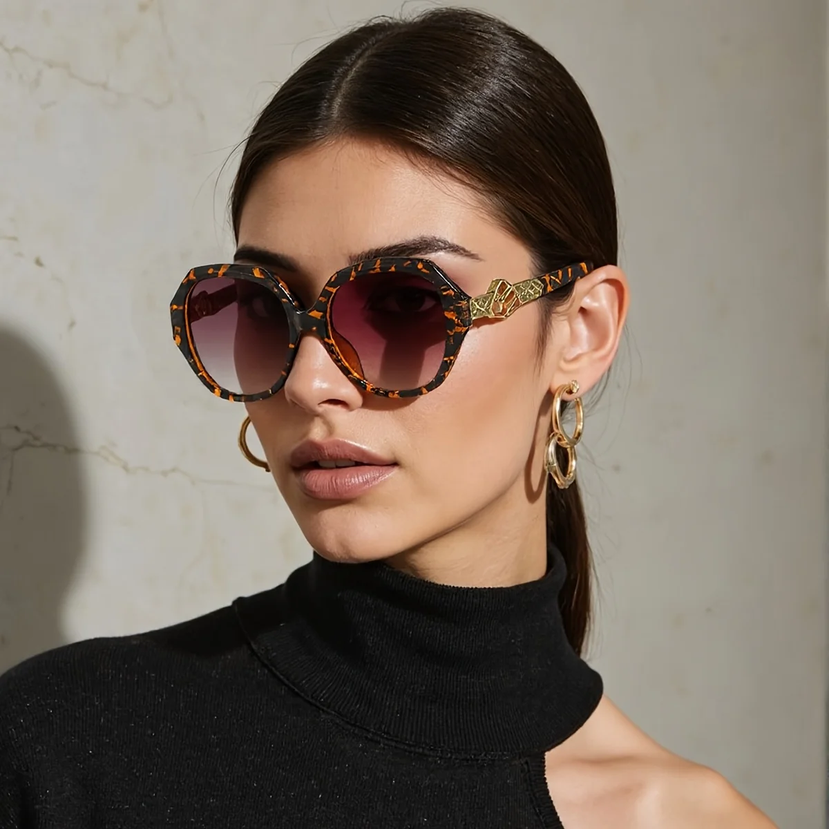 Vintage-Sonnenbrille für Damen, modische tiefgrüne goldene Farbverlaufsbrille, trendige Brille für Herren und Damen, Sonnenbrille für Damen