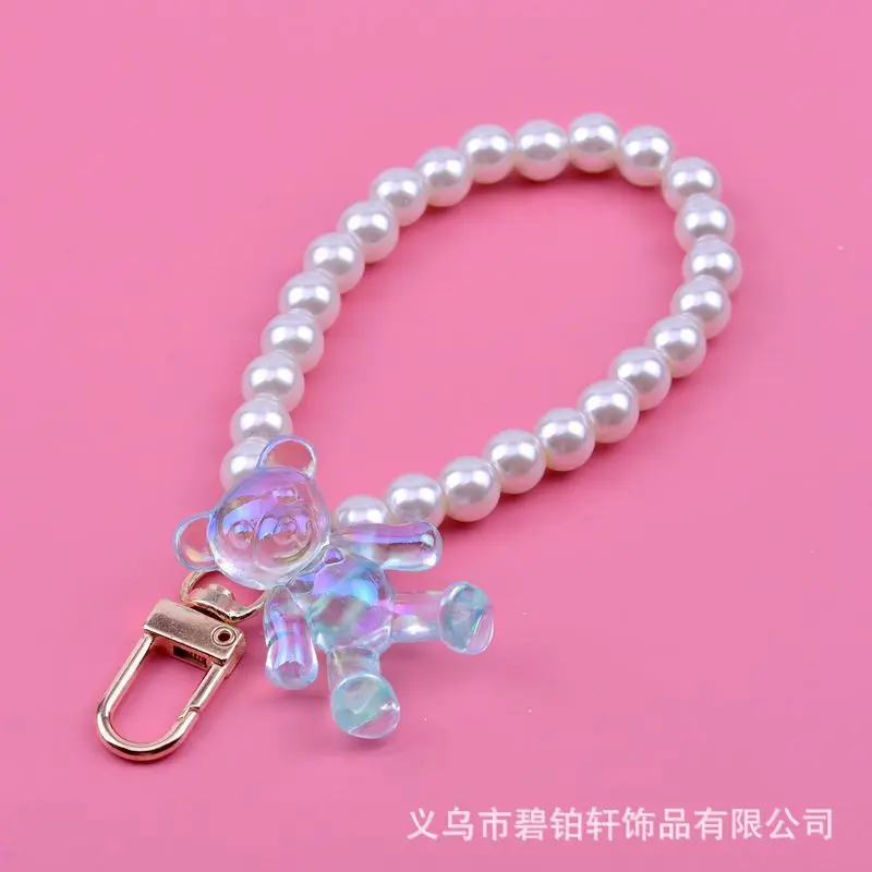 Jewelry accessories, door buckle, teddy bear imitation pearl chain keychain, bag, plush ball doll, phone case, pendant accessori