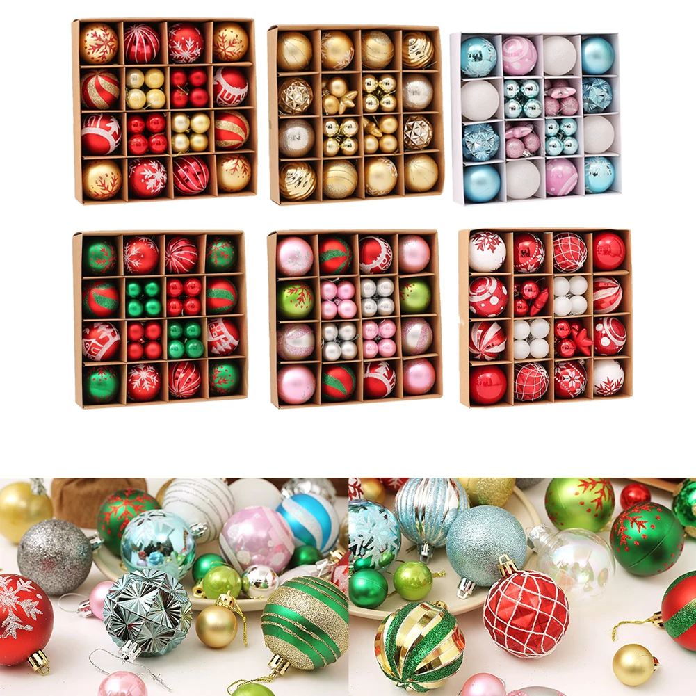 42PCS Mixed Christmas Balls Baubles Xmas Tree Hanging Pendant Ornaments For Home Party Christmas Decoration New Year 2025