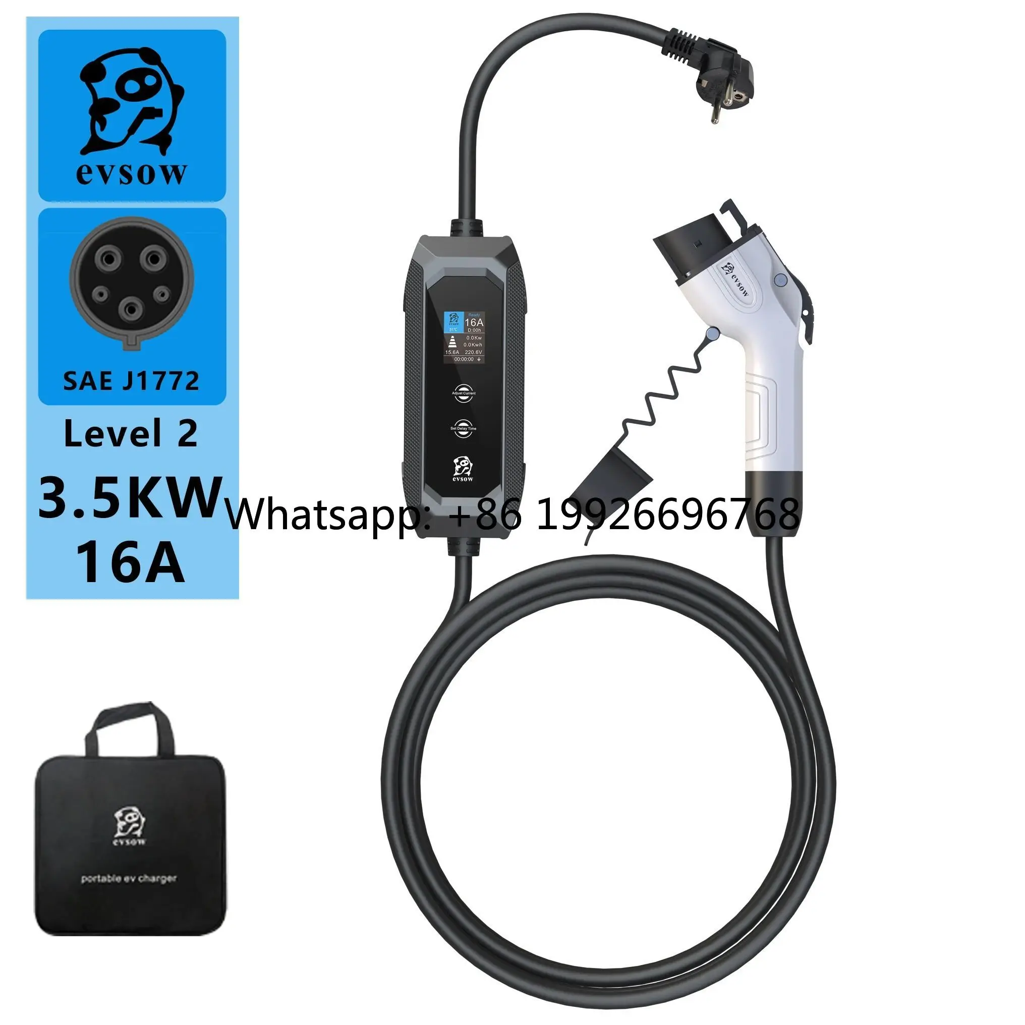 

EVSOW 3.5KW 16A Fast Portable EV Charging Station with 5M Cable New Condition
