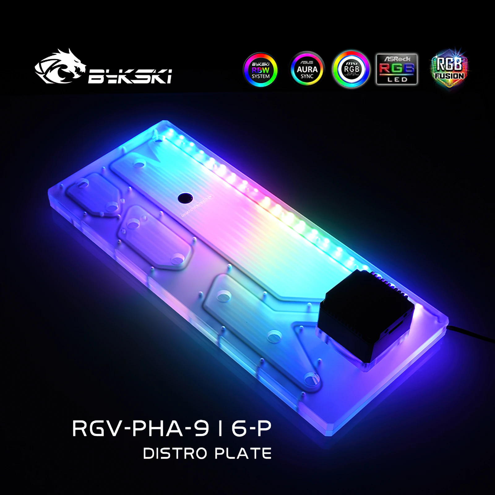 Bykski RGB Nước Làm Mát Distro Đĩa Hồ Chứa Nước Cho Tản Nhiệt Phanteks 916 Khung Xe Ốp Lưng RGV-PHA-916-P