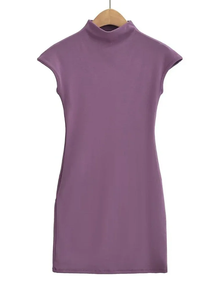 فساتين صغيرة للنساء 2024 فستان صيفي محبوك ملابس عتيقة مثيرة فساتين سوداء بأكمام قصيرة وياقة مدورة فستان وردي Bodycon