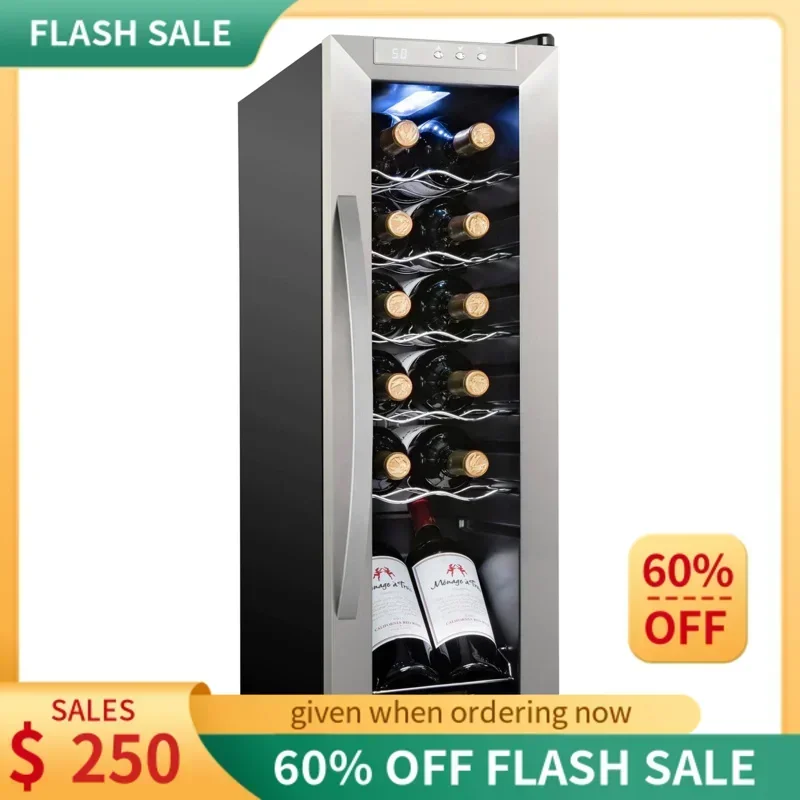 QWSchmécké 12 Bottle Compressor Wine Cooler Refrigerator w/Lock-Large Freestanding Wine Cellar Digital Temperature Control Fridg