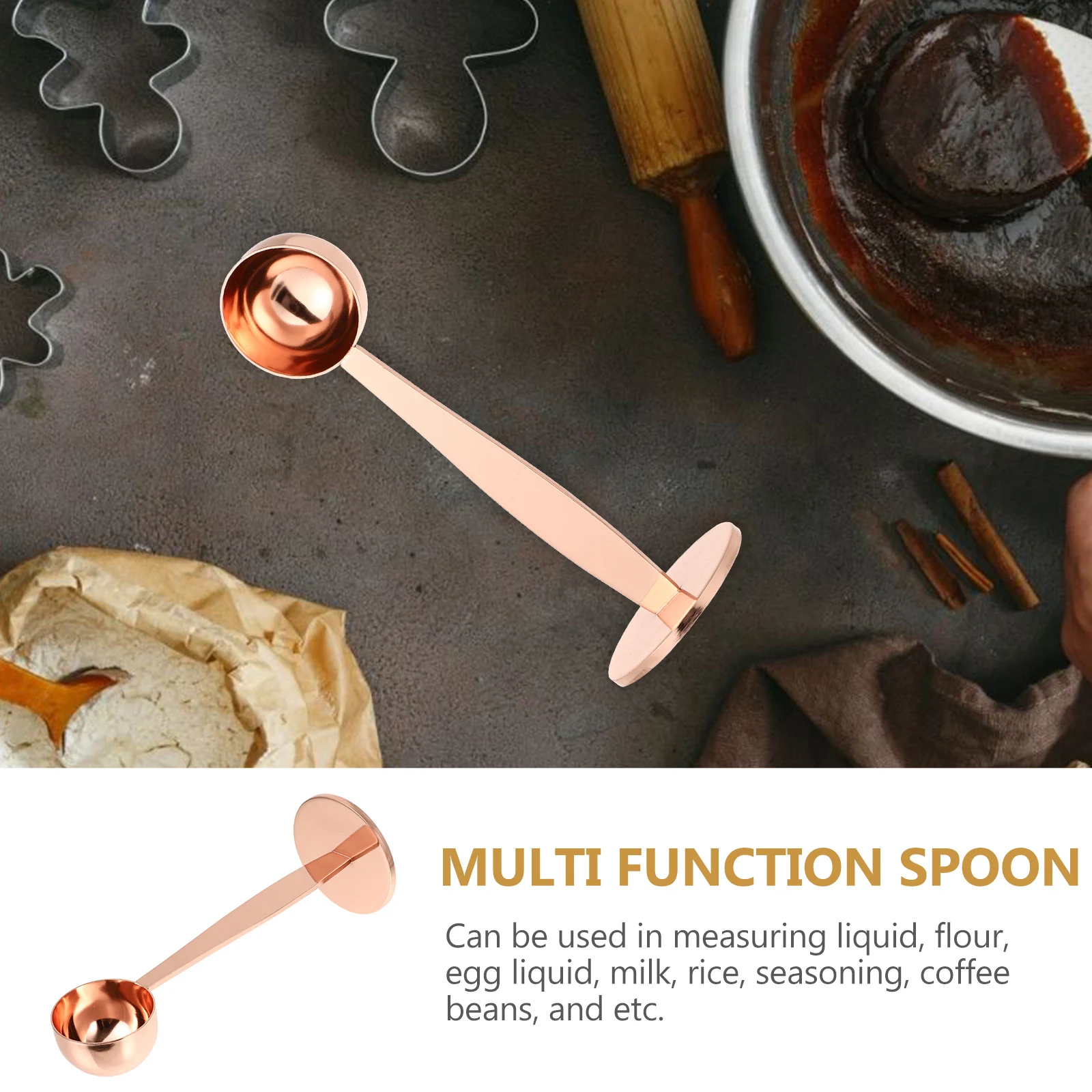 

2 Pcs Coffee Spoon Measuring Cup Powder Press Espresso Making Tool for Tamping Ground Scoop Tamper Stainless Steel Hammer and