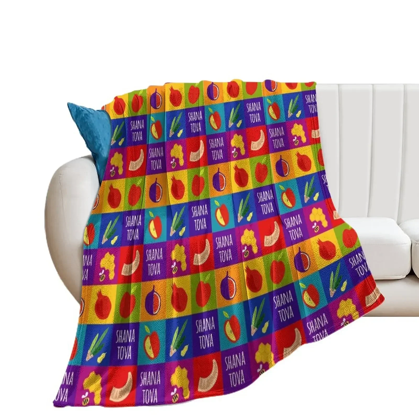 Rosh Hashana Pop Art Square Throw Blanket sofa bed Multi-Purpose Soft Plaid Furrys Blankets