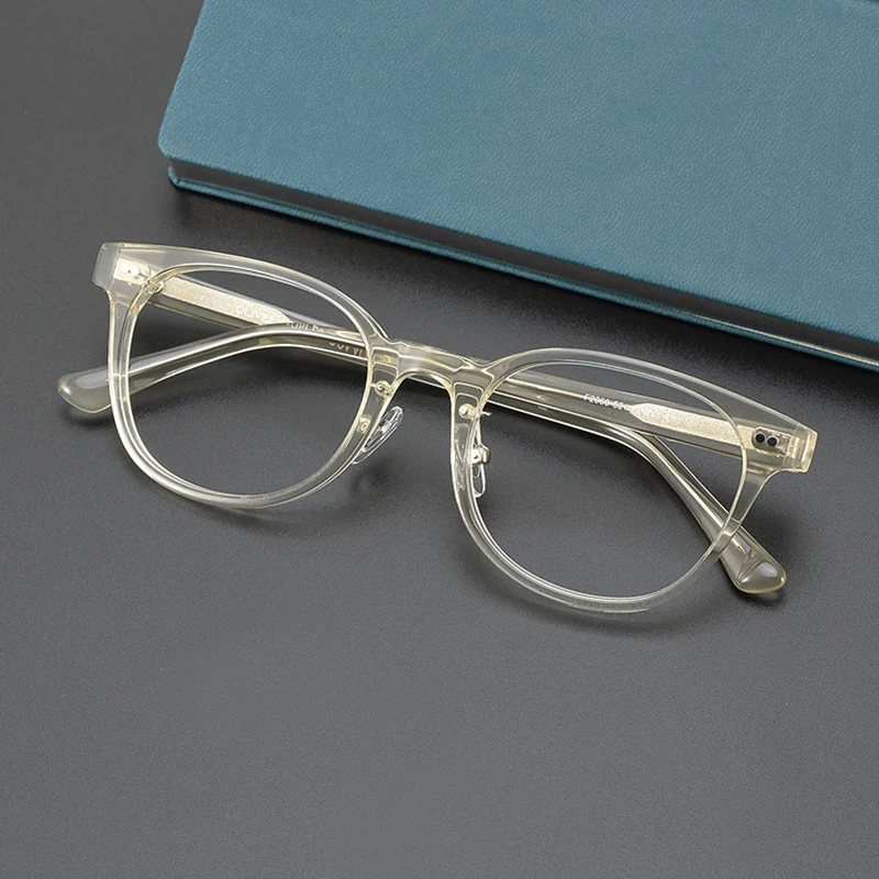 Vintage rivet style Frame Optical Round Acetate Eyeglass Frames Women Men Reading Myopia Prescription Anti Blue Light Eyeglasses