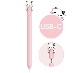 For Apple Pencil 3 USB type C Pencil Case Silicone Anti-Scratch Sleeve Cute Cartoon Pen Cover