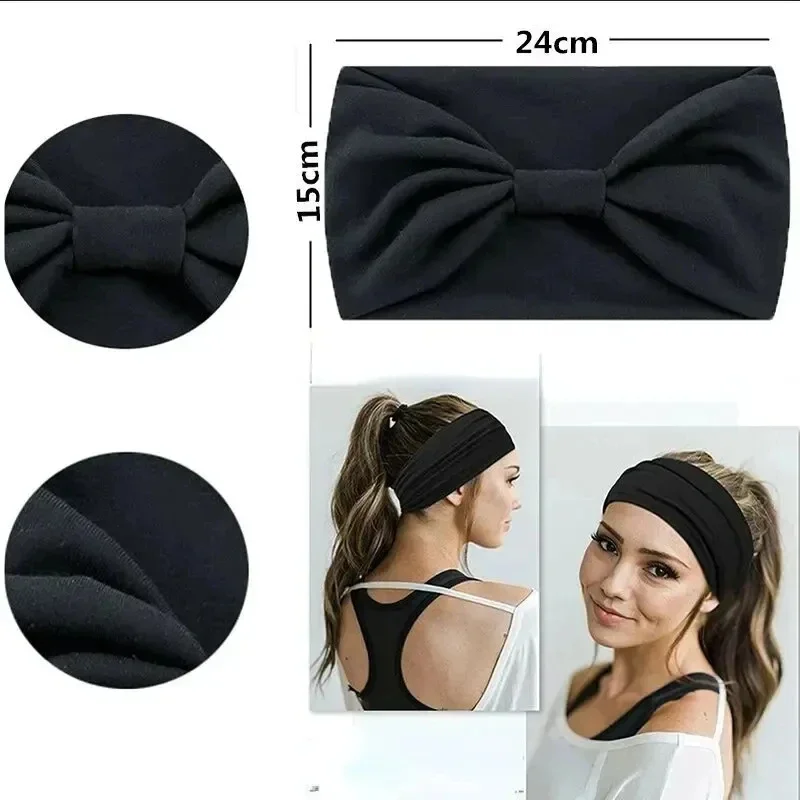 Wide Headbands for Women Non Slip Soft Elastic Hair Bands Yoga Running Sports Workout Gym Head Wraps Knotted Cotton Cloth Afri