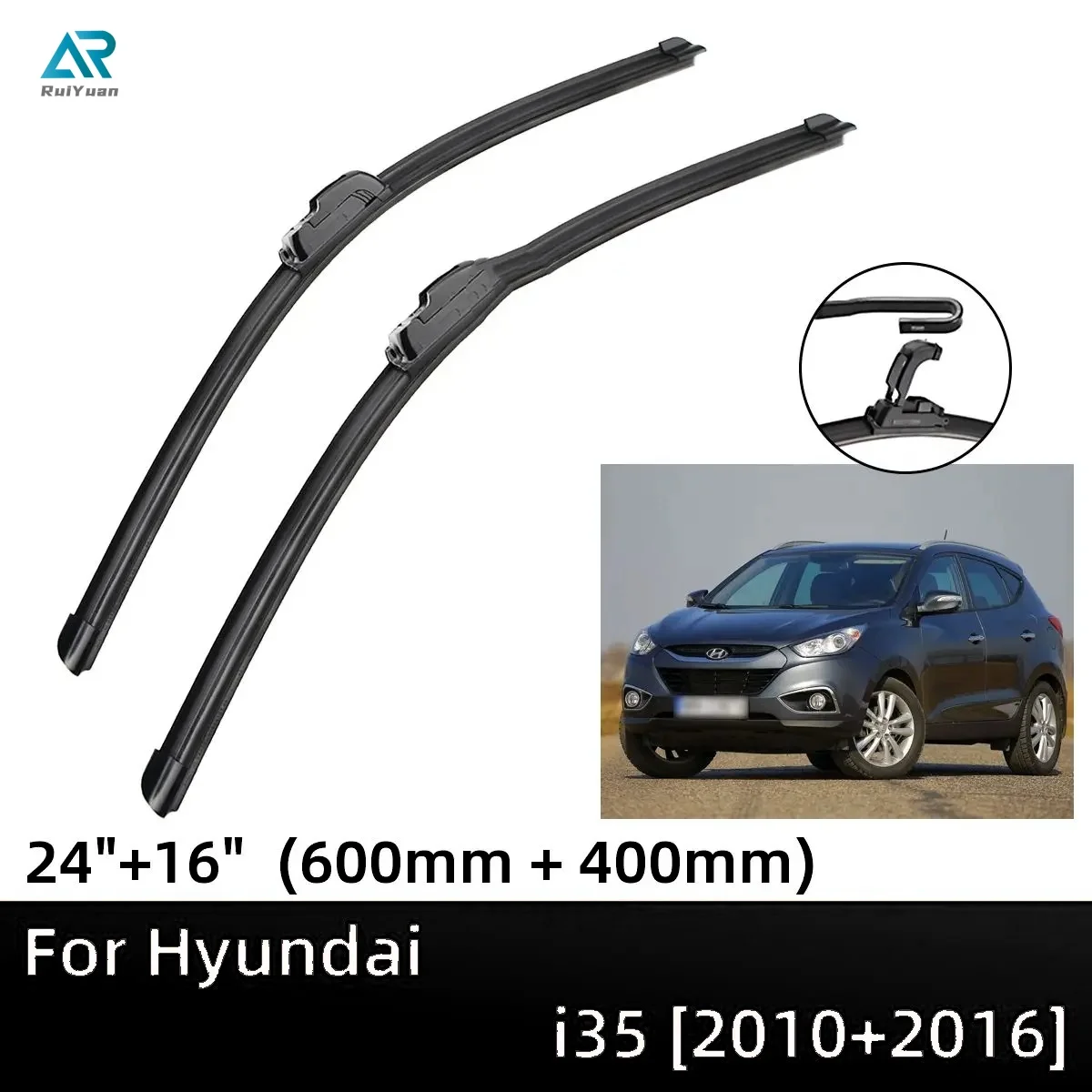 

For Hyundai i35 2010+2016 24"+16" Front Windshield Wiper Blades Brushes Cutter Accessories 2011 2012 2013 2014 2015 2016