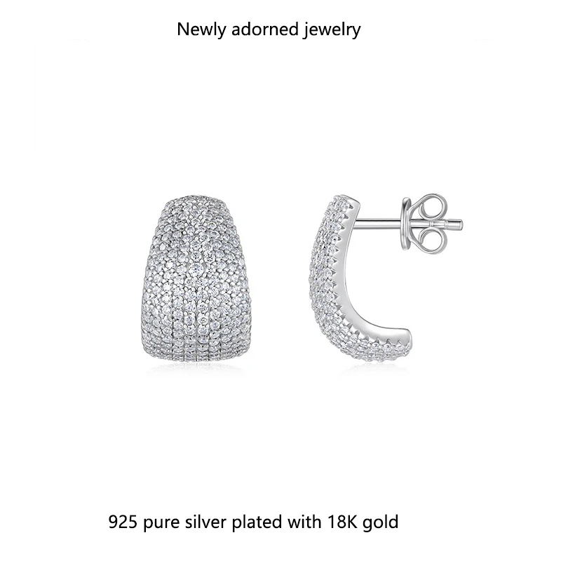 

Cross-border best-selling European and American Amazon earrings fully set with moissanite, made of S925 sterling silver, factory