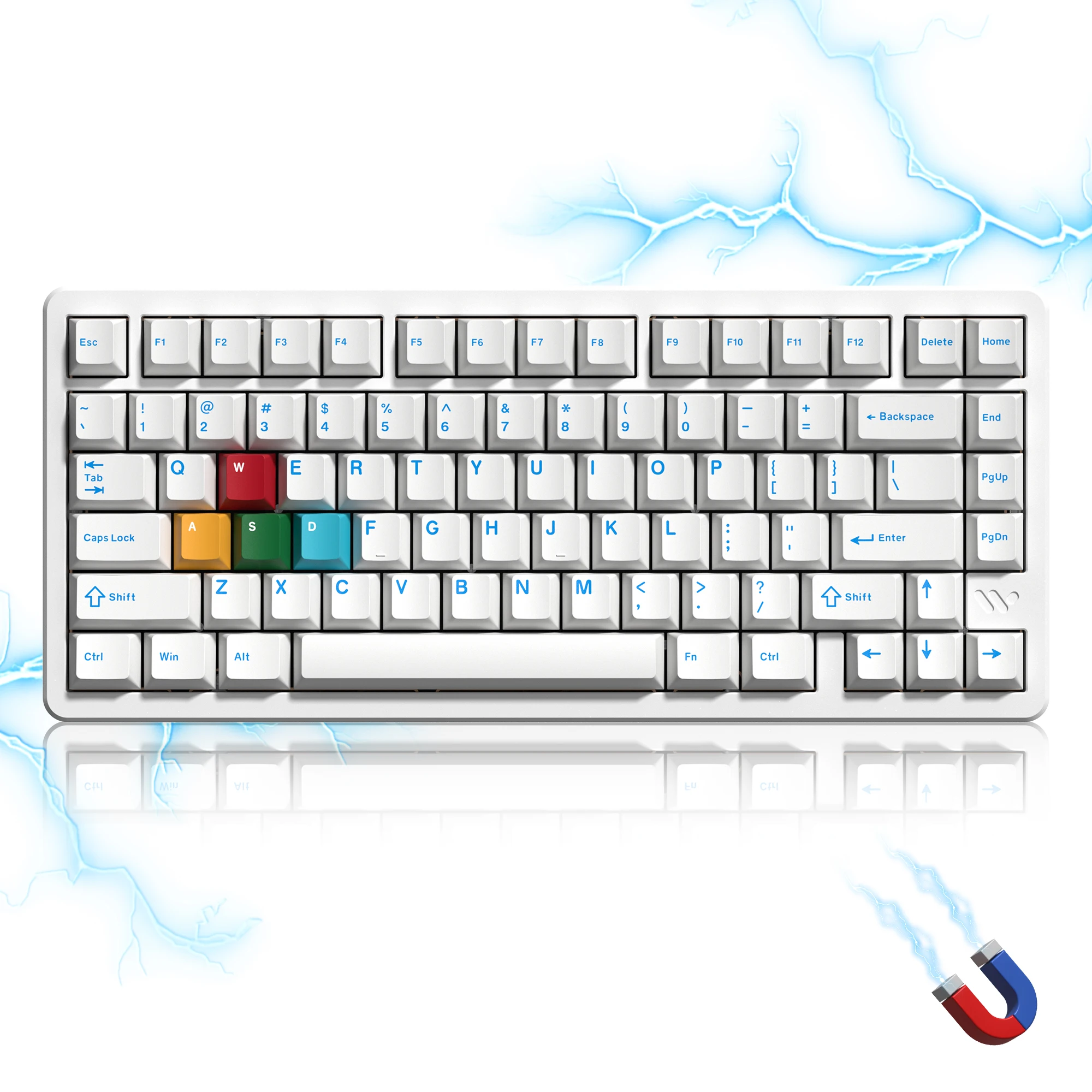 Womier White SK75 TMR/HE ホール効果キーボード 75% ワイヤレス
