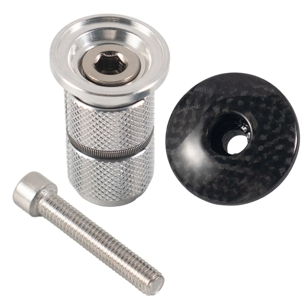 

3K Carbon Fiber Headset Top Cap & Compression Plug Kit 1-1/8” Expansion Bolt For Threadless Stem MTB Road Bike Fork