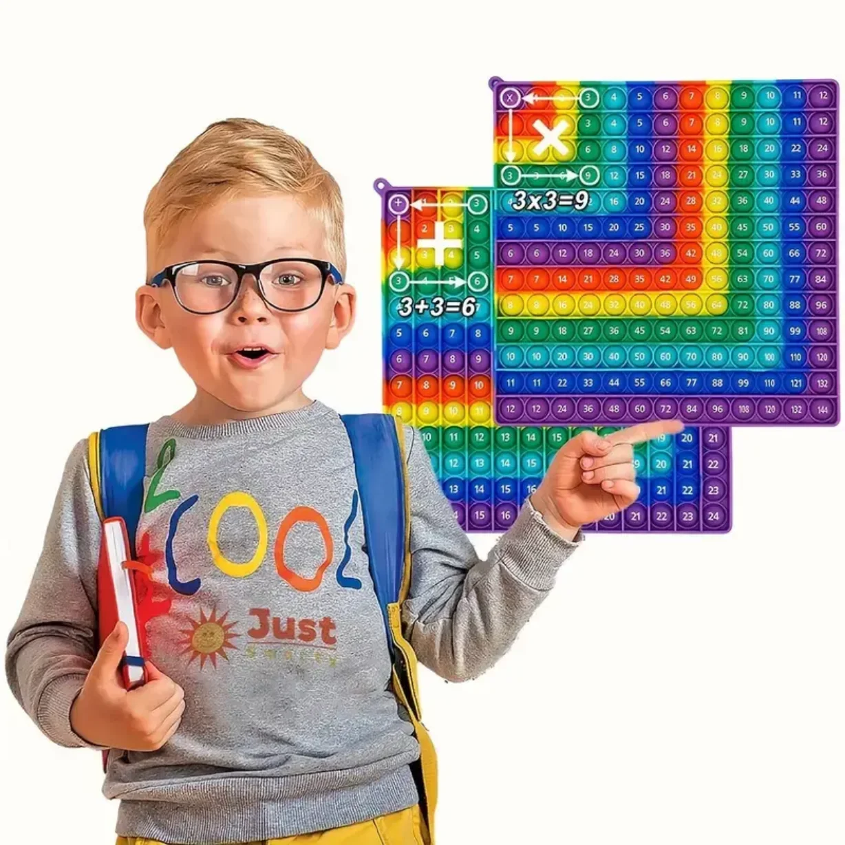 Vermenigvuldiging Toevoeging Wiskundespel Speelgoed, Regenboog Siliconen Beide zijden Times Tafel Educatief speelgoed Cadeaus voor kinderen