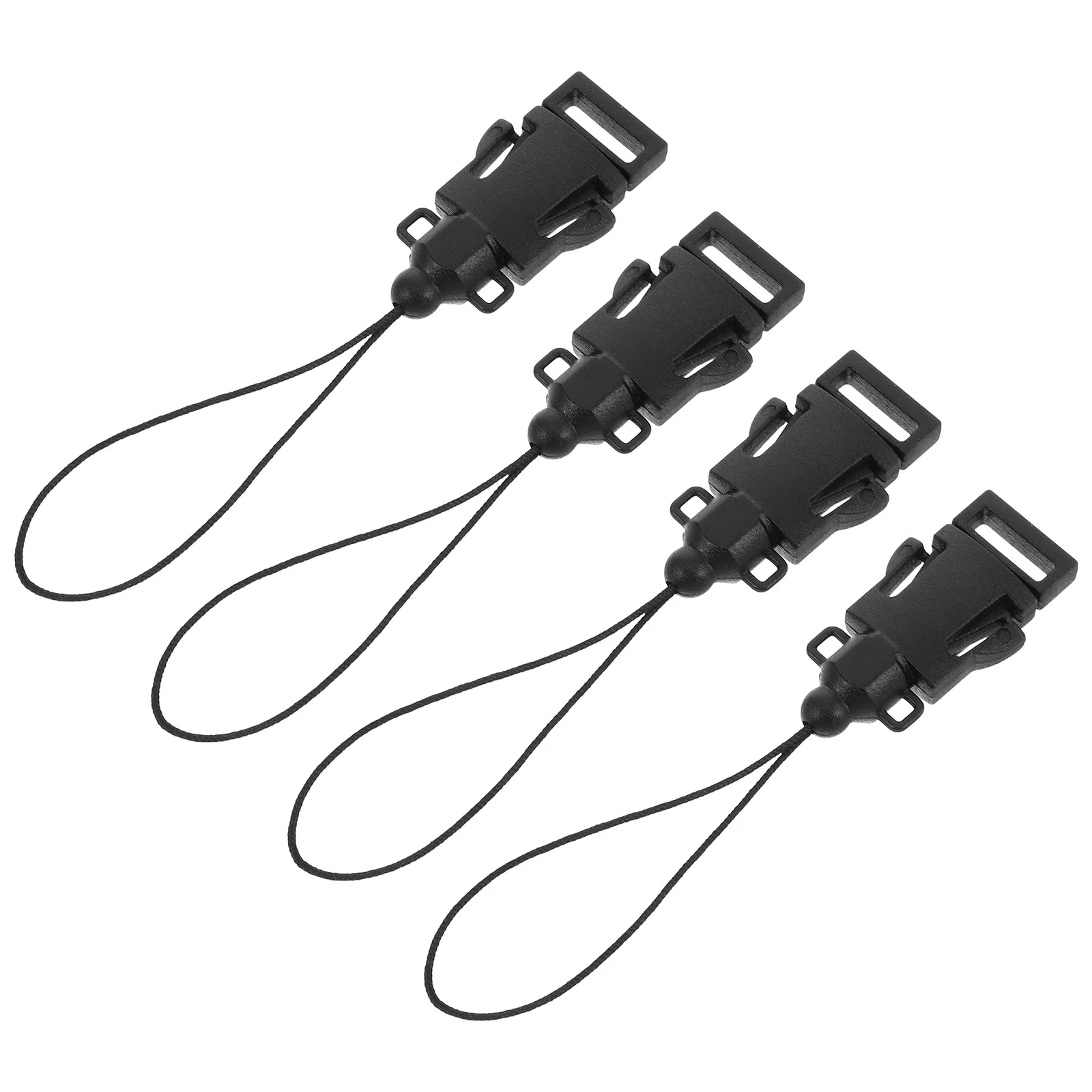 

4 Pcs Lanyard Camera Strap Buckle Connector Loop Small Buckles Clips Black Sling