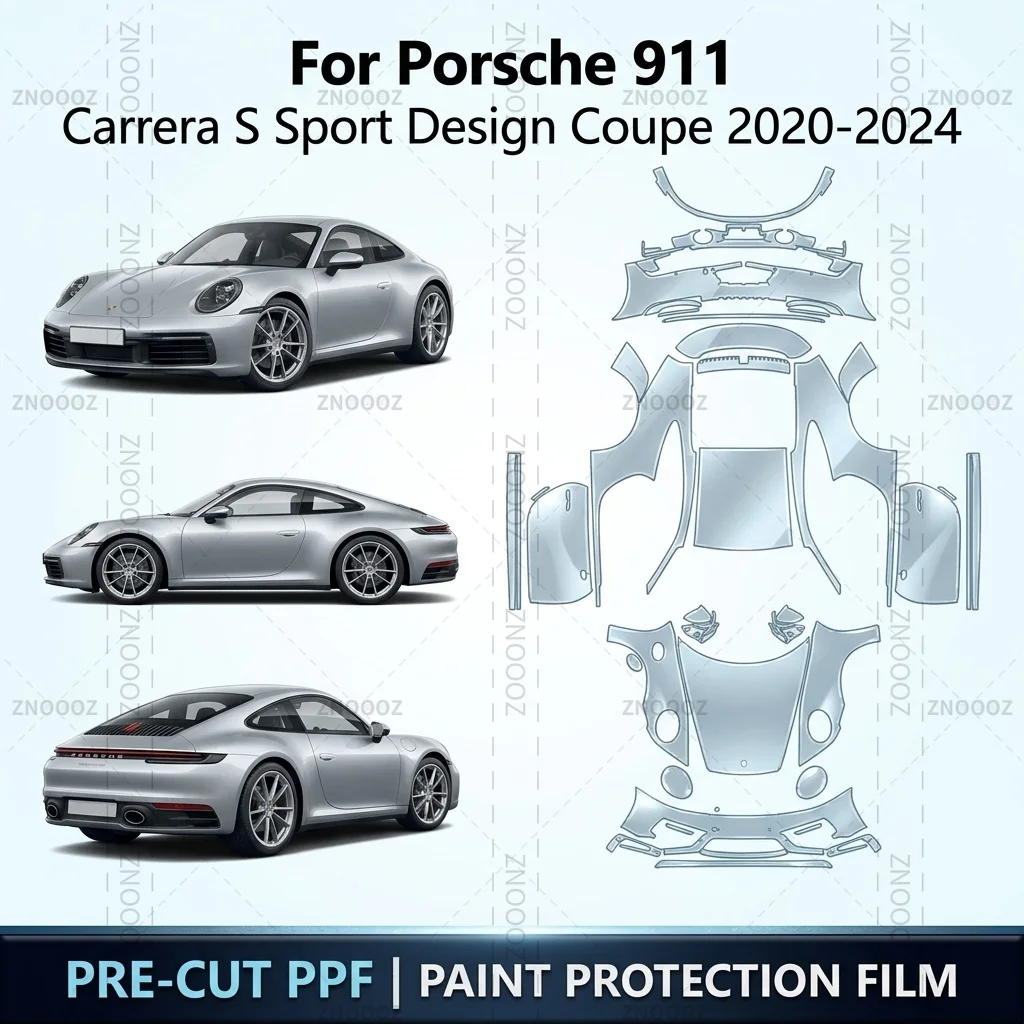 For Porsche 911 Carrera S Sport Design Coupe 2020-2024 Precut PPF Paint Protection Film Full Vehicle Glossy Clear Matte Black