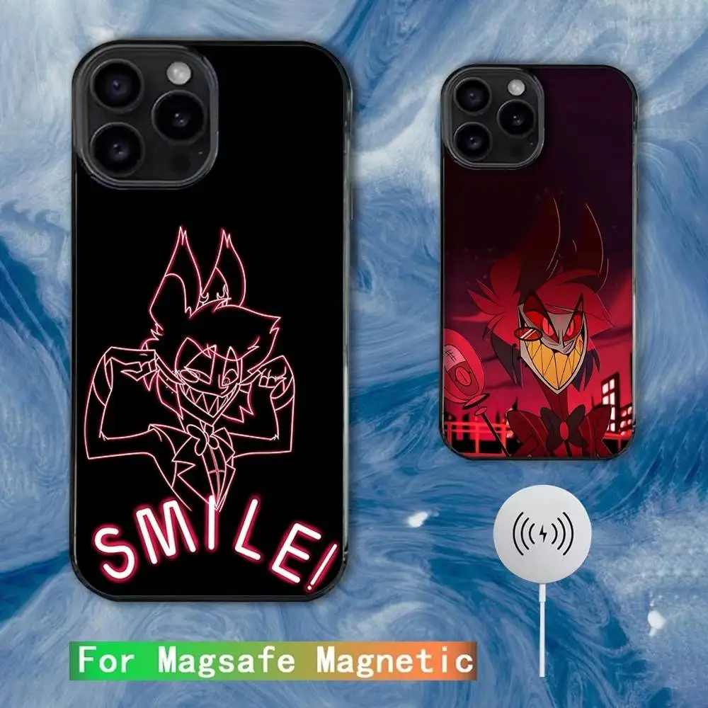 

Cartoon H-Hazbin H-Hotel Alastor Phone Case For iPhone 16e,15,14,13,12,11,Plus,Pro,Max,Mini Magsafe Magnetic Wireless Charging