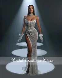 New 2024 Mermaid Wedding Dresses Sweetheart Lace High Slit Dubai Bridal Dress Vestido De Novia Corset Gown Custom-Made