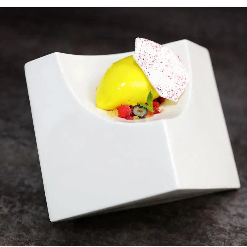 

Французская молекулярная кухонная тарелка, белый десерт, инопланетянин, керамическая кухонная посуда, украшение для ресторана