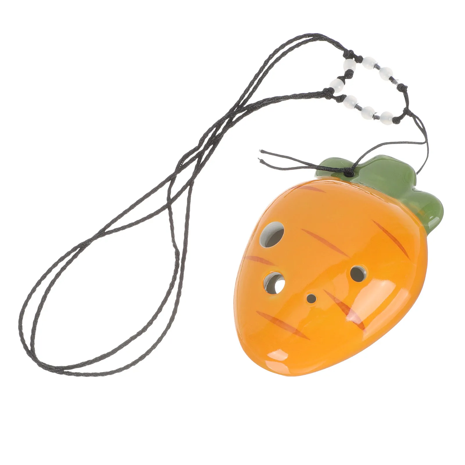 6 Hole Ceramic Carrot Shaped Ocarina Beginner Practice Wind Instrument Portable Ocarina for Children Musical Instrument